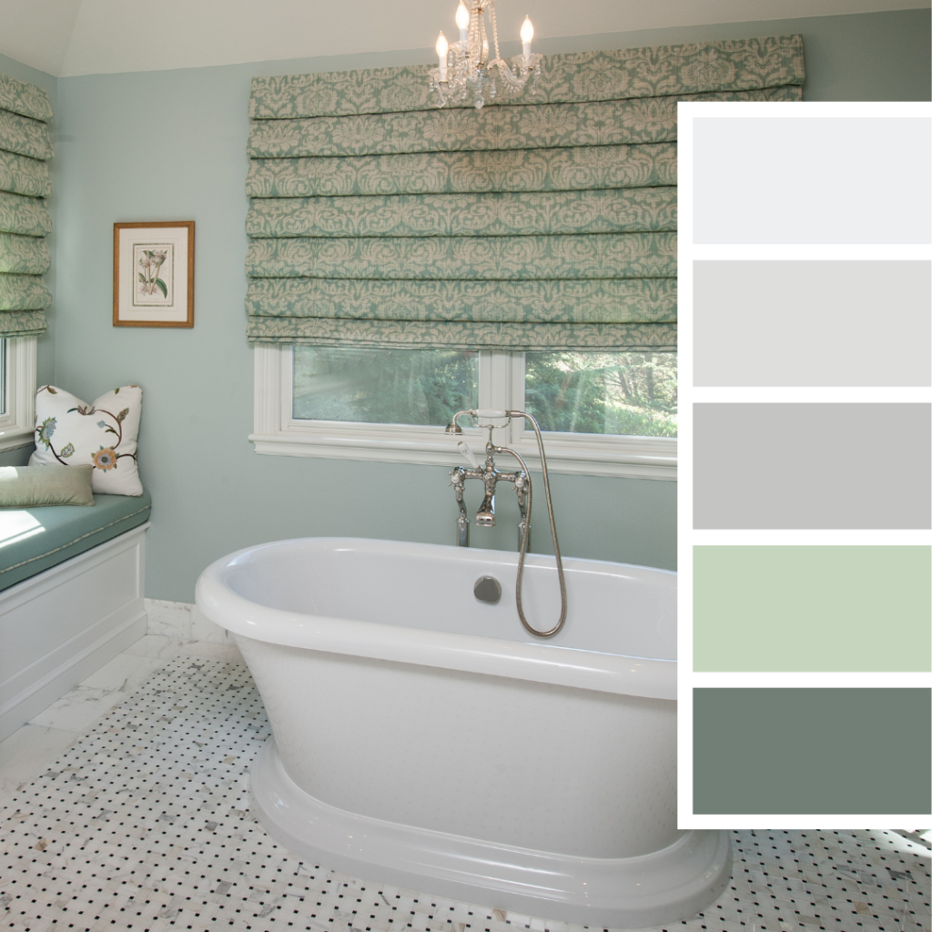 Luxe-Home-Douglah-Designs-South-Bay-CA-how-to-create-a-Color-Palette-free-standing-bathtub-with-soft-green-color-palette